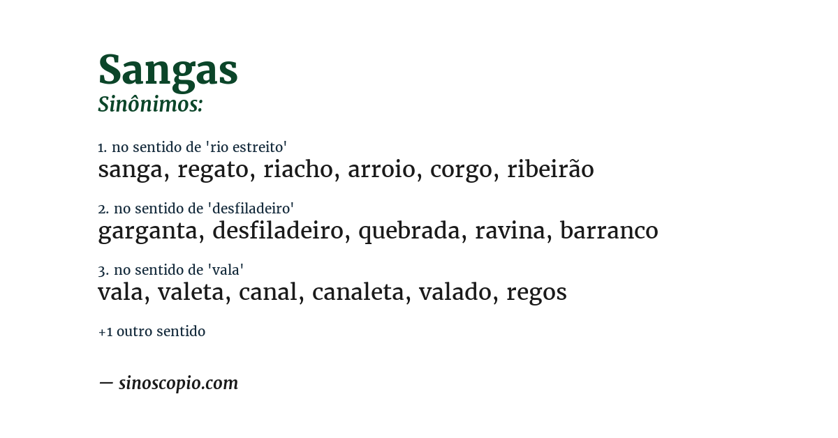 Sinônimo de sangas
