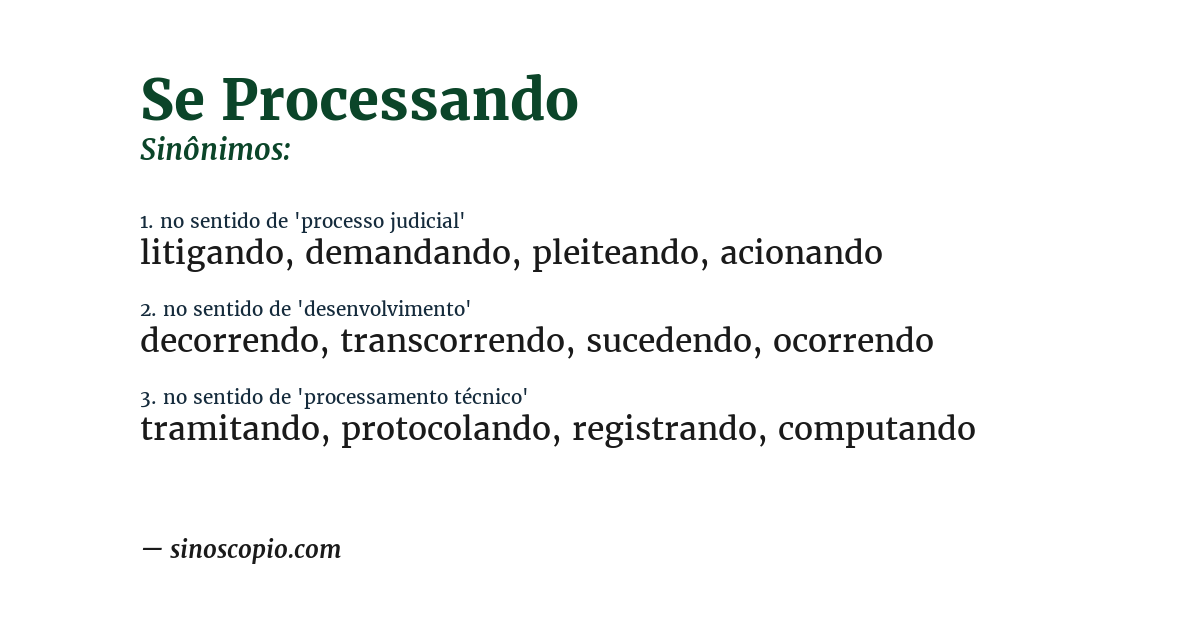 Sinônimo de se processando