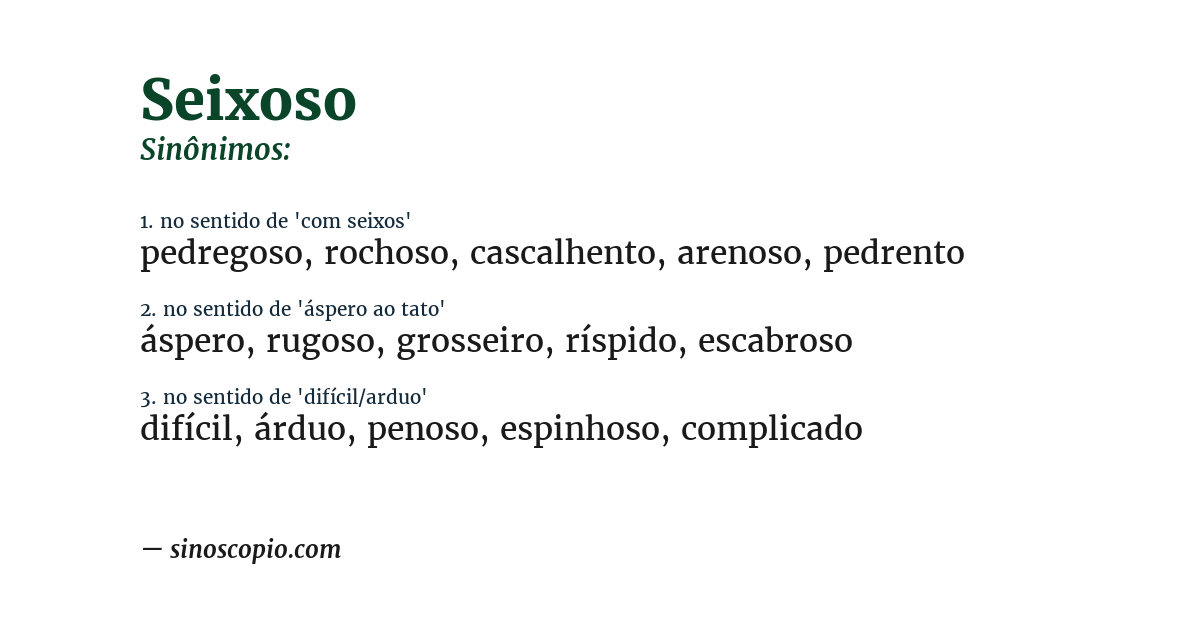 Sinônimo de seixoso