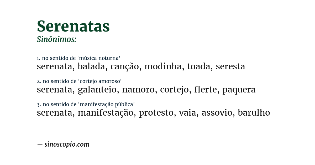 Sinônimo de serenatas