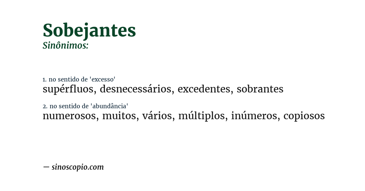 Sinônimo de sobejantes