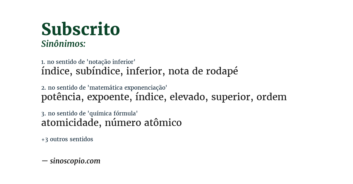 Sinônimo de subscrito