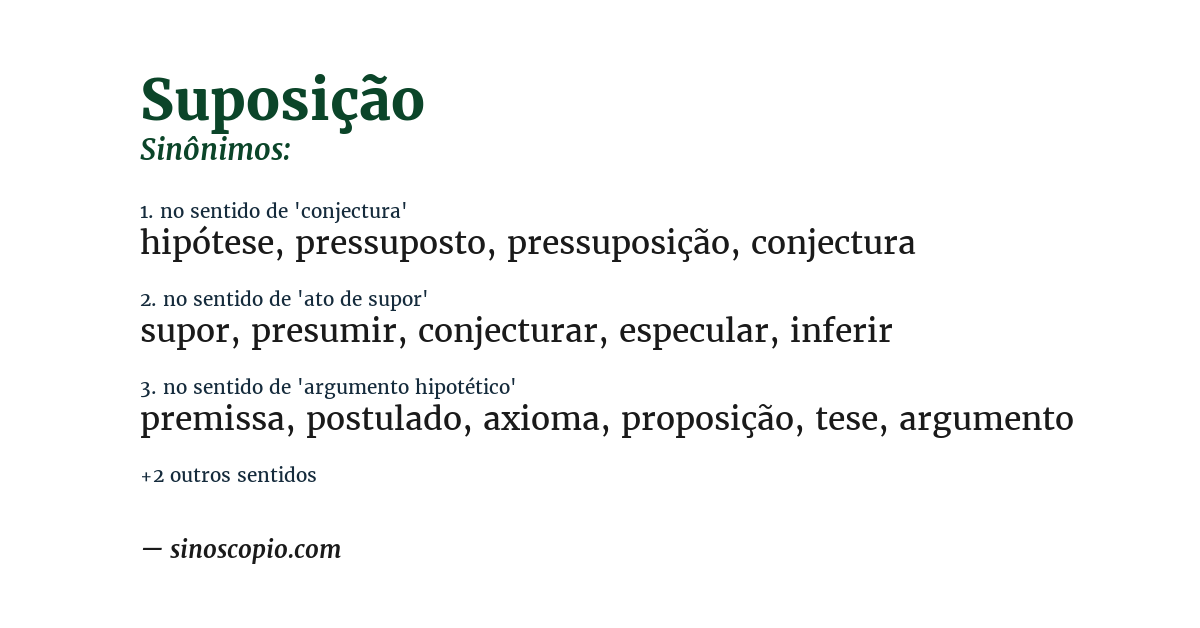 Sinônimo de suposição