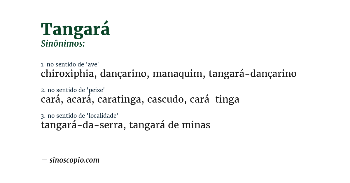 Sinônimo de tangará