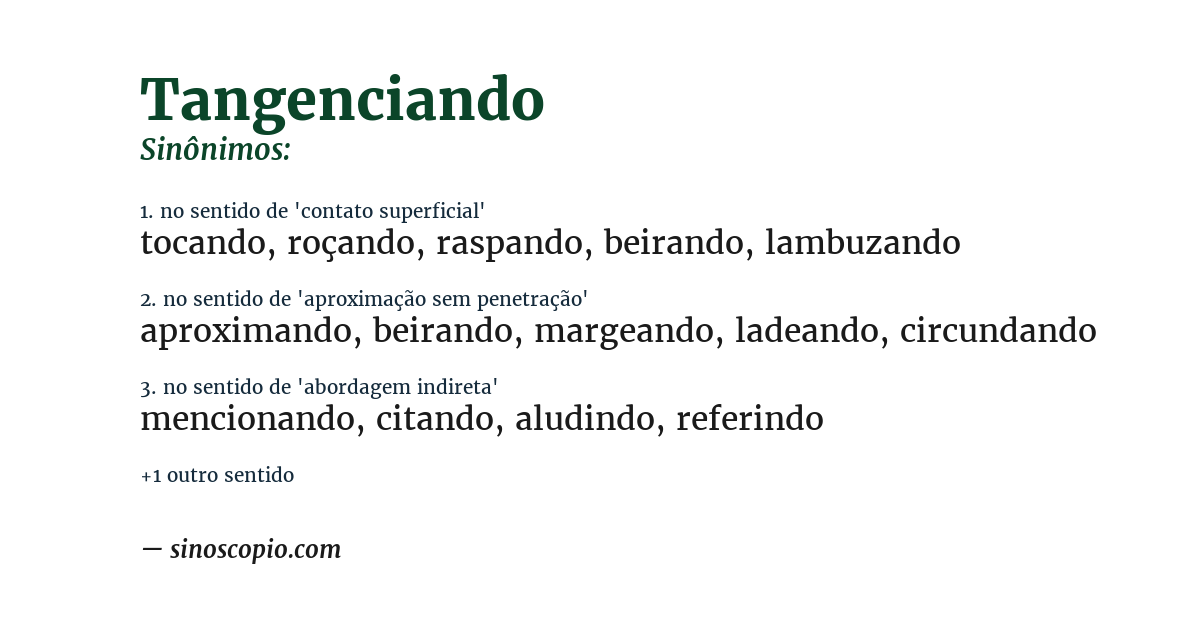 Sinônimo de tangenciando
