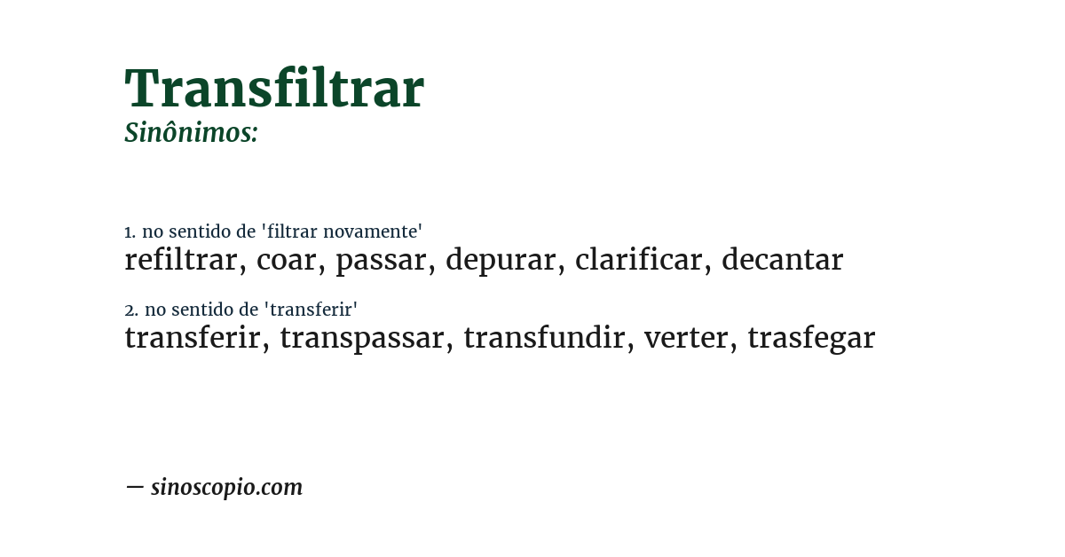 Sinônimo de transfiltrar
