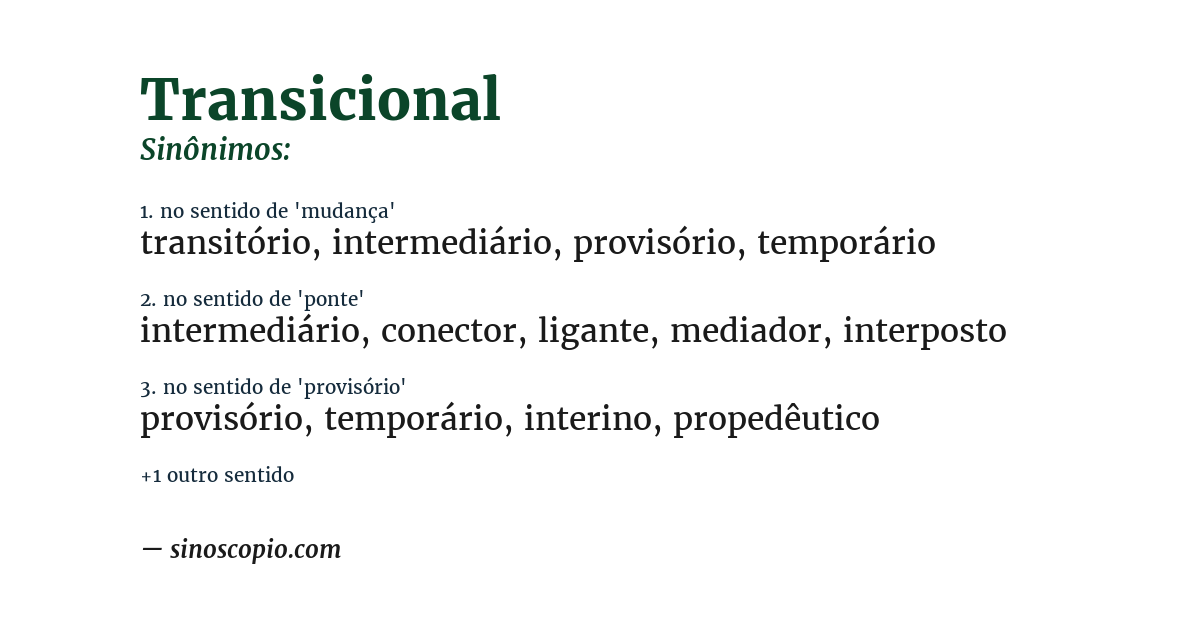 Sinônimo de transicional