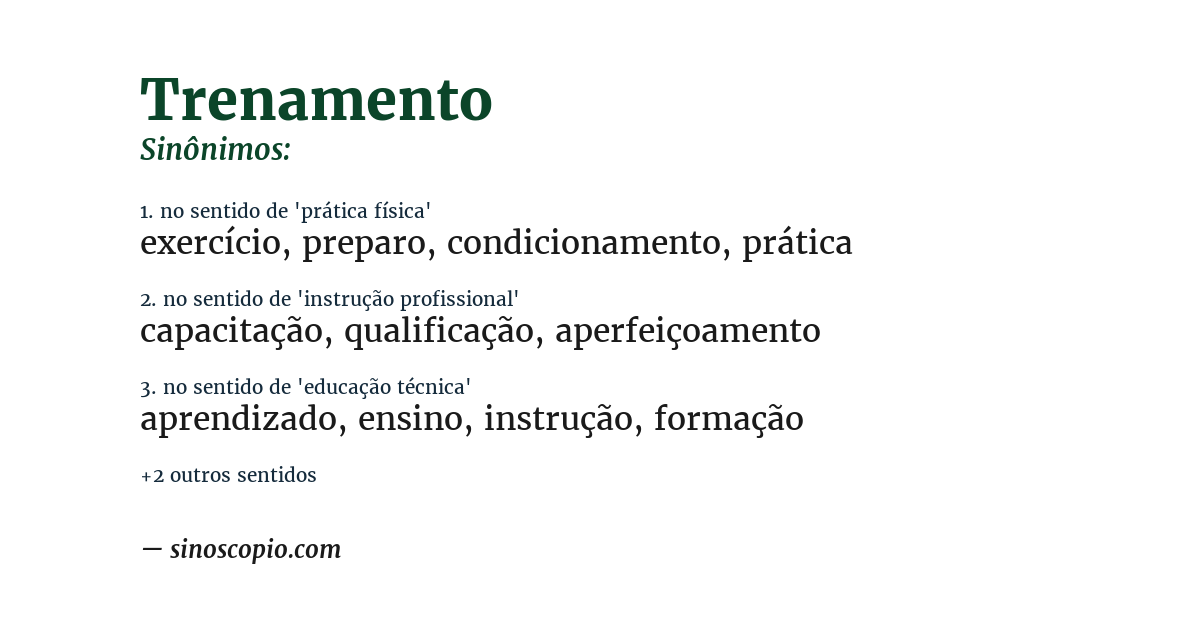 Sinônimo de trenamento