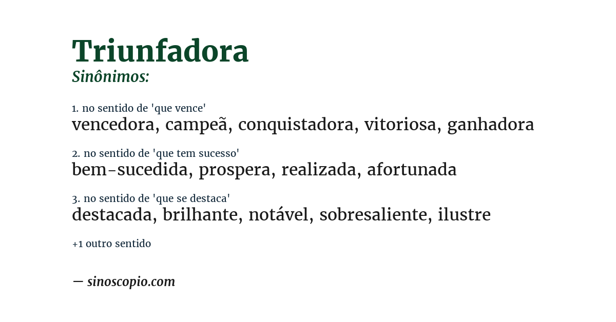Sinônimo de triunfadora