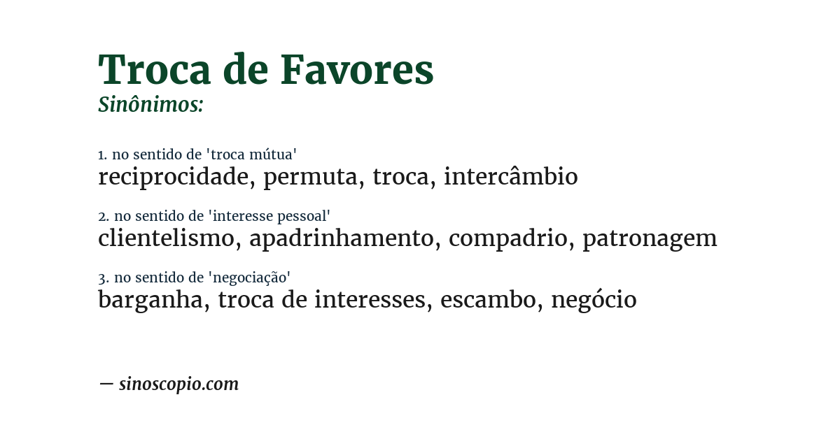 Sinônimo de troca de favores