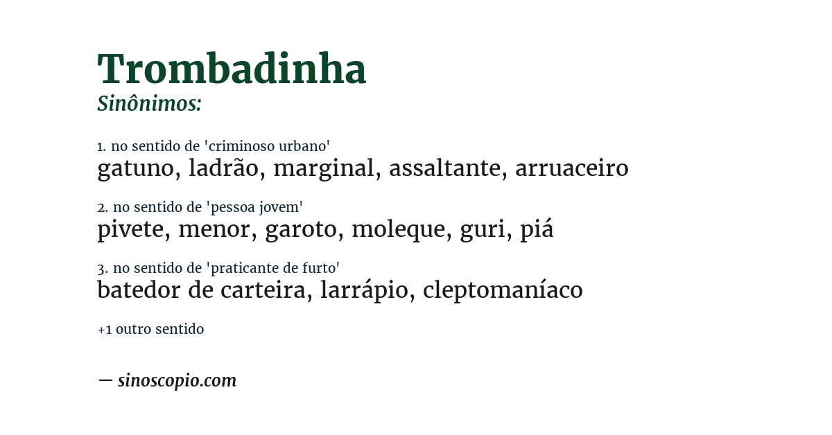 Sinônimo de trombadinha