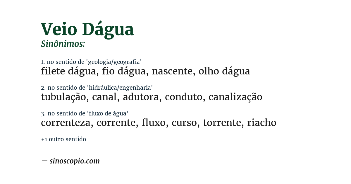 Sinônimo de veio dágua
