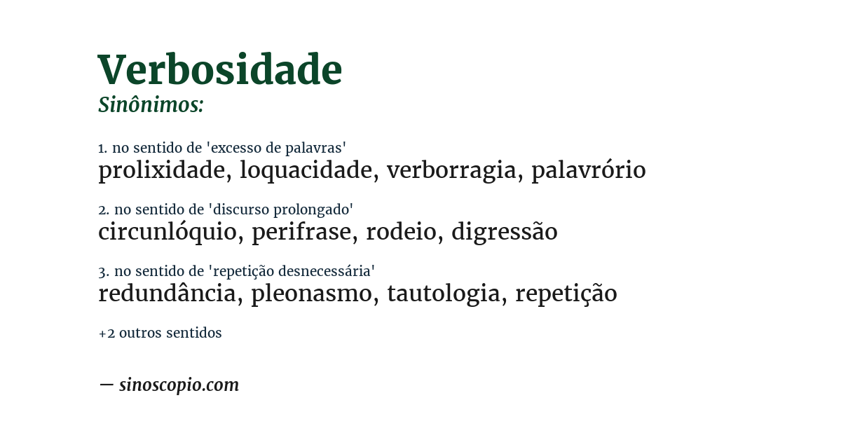 Sinônimo de verbosidade