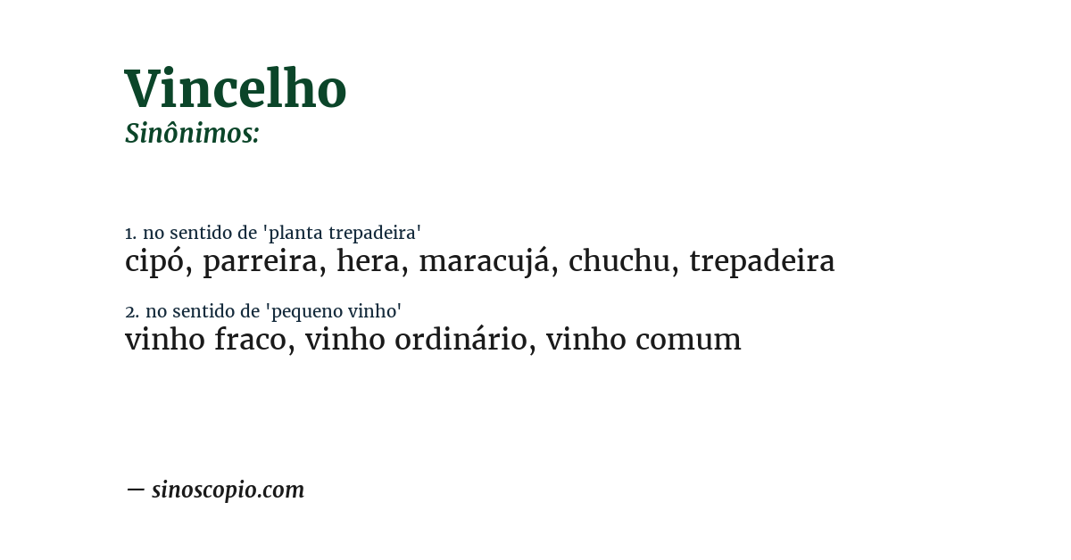 Sinônimo de vincelho