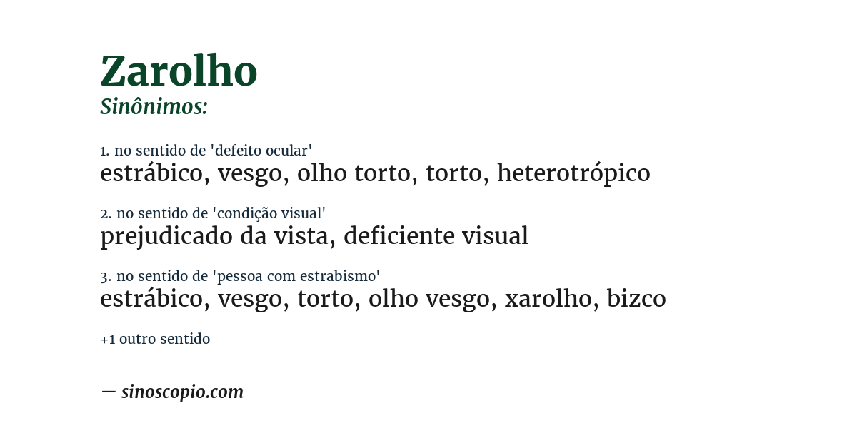Sinônimo de zarolho