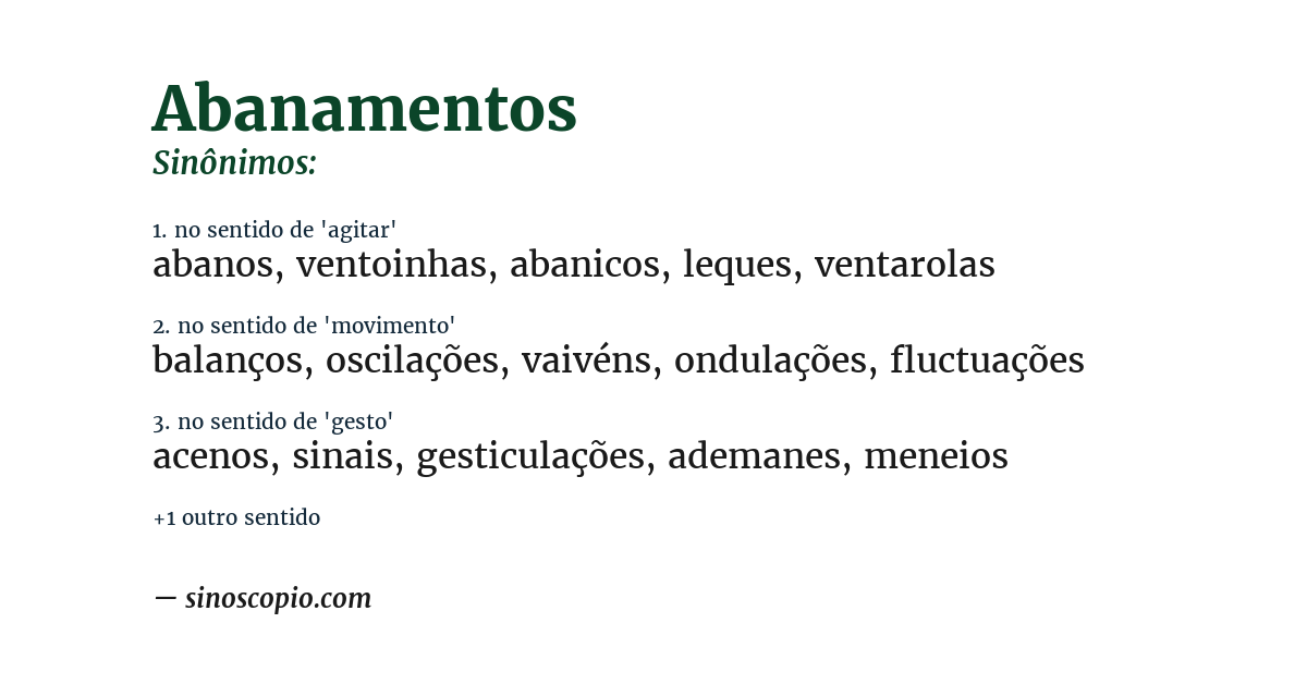 Sinônimo de abanamentos