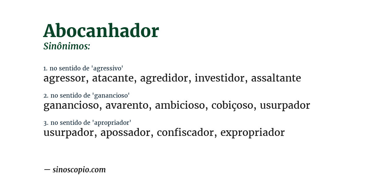 Sinônimo de abocanhador