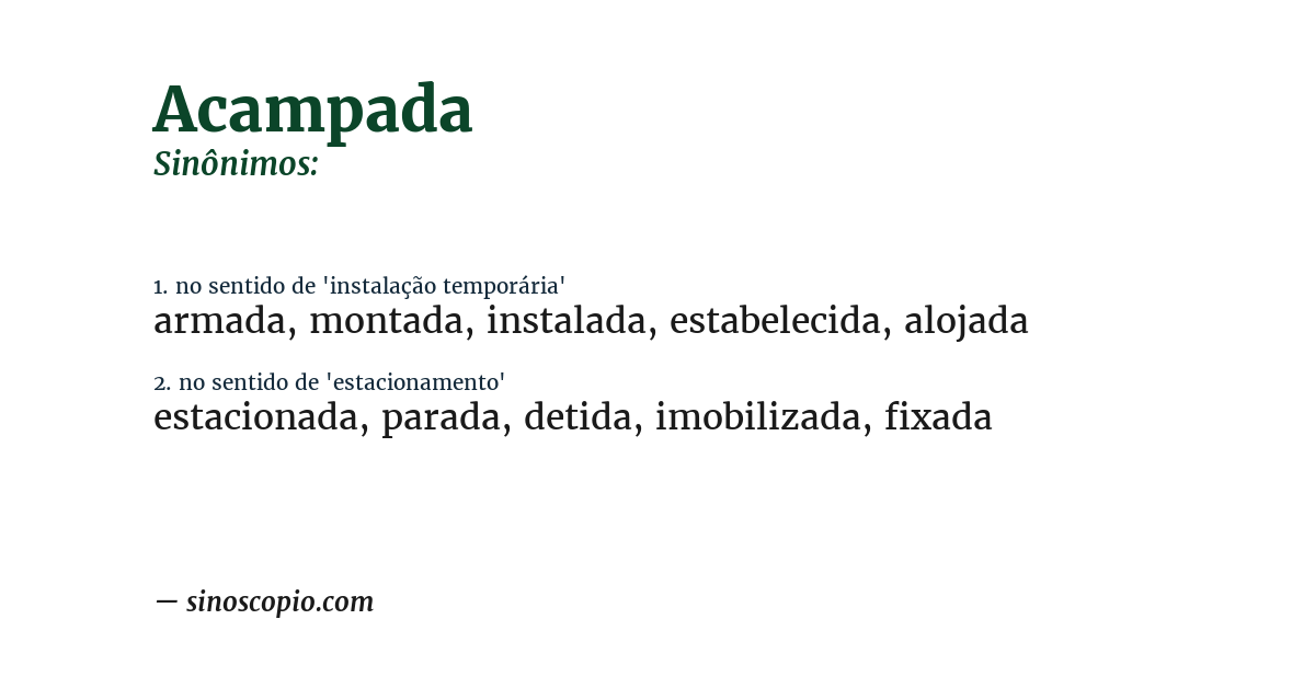 Sinônimo de acampada