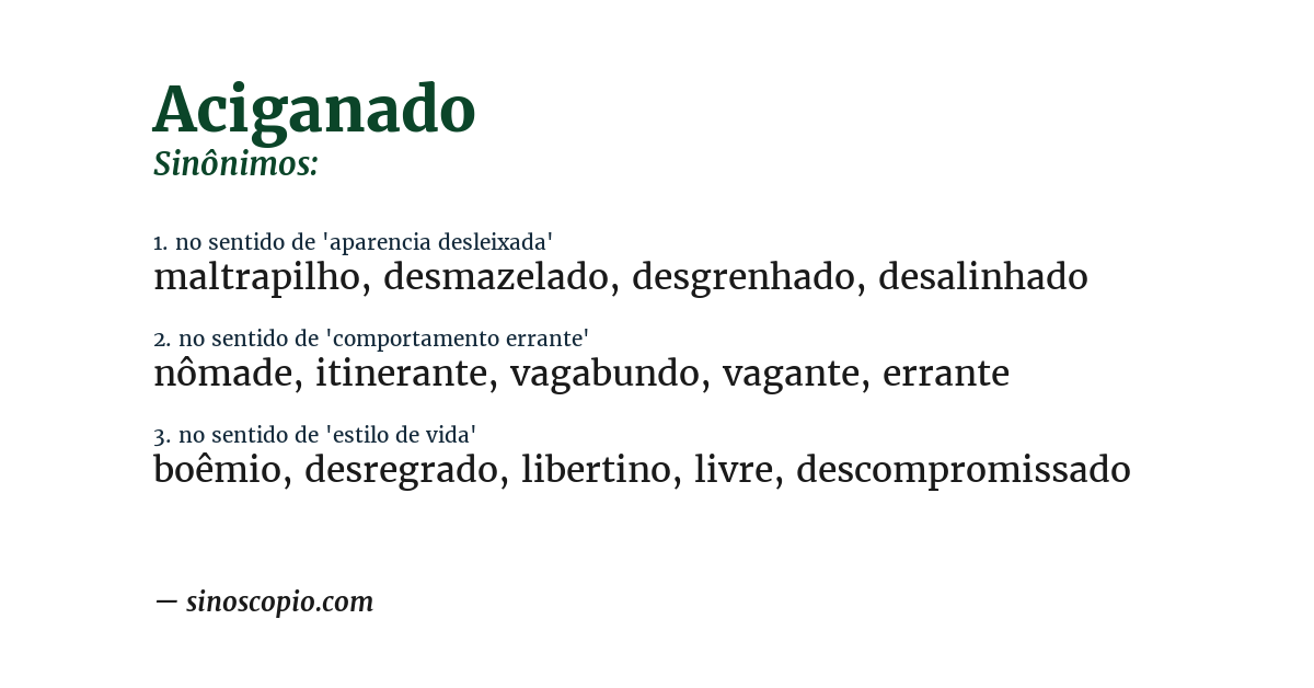 Sinônimo de aciganado