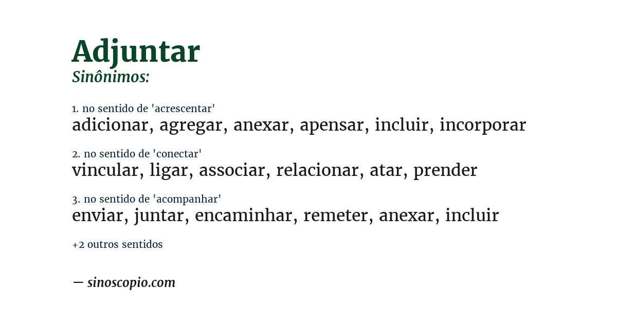 Sinônimo de adjuntar
