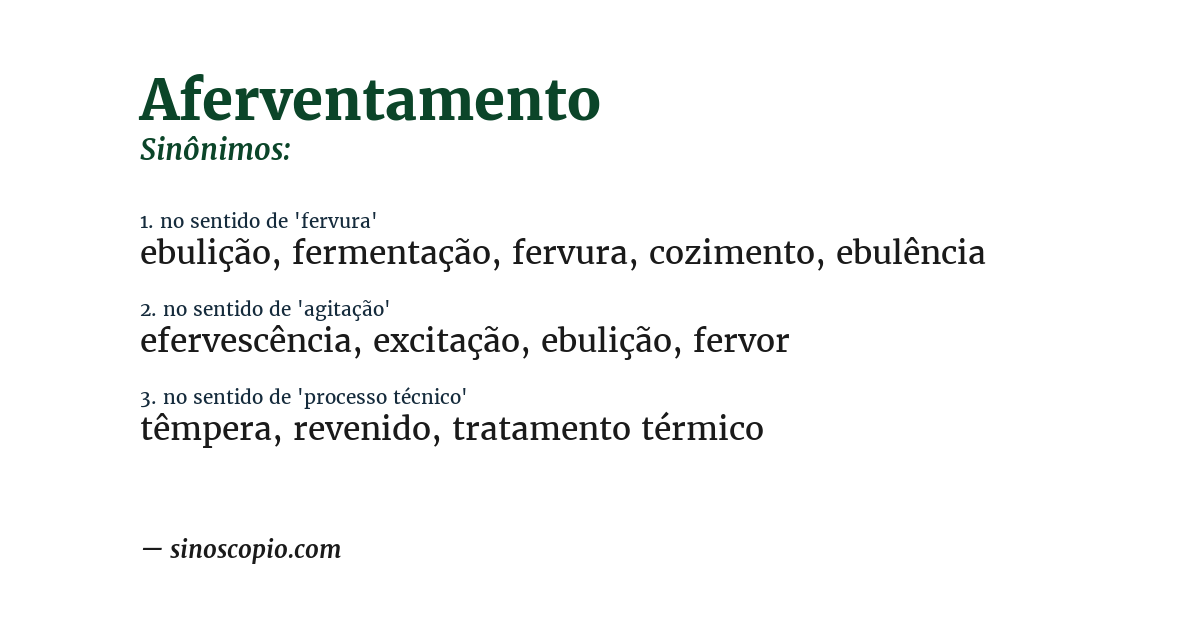 Sinônimo de aferventamento