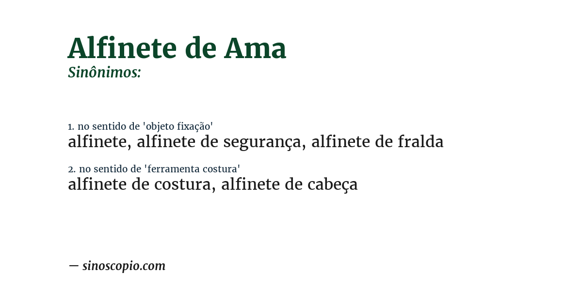 Sinônimo de alfinete de ama