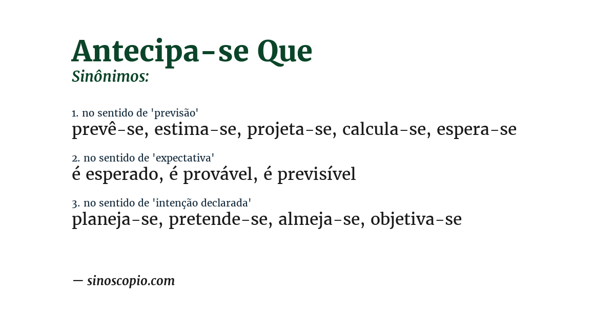 Sinônimo de antecipa-se que