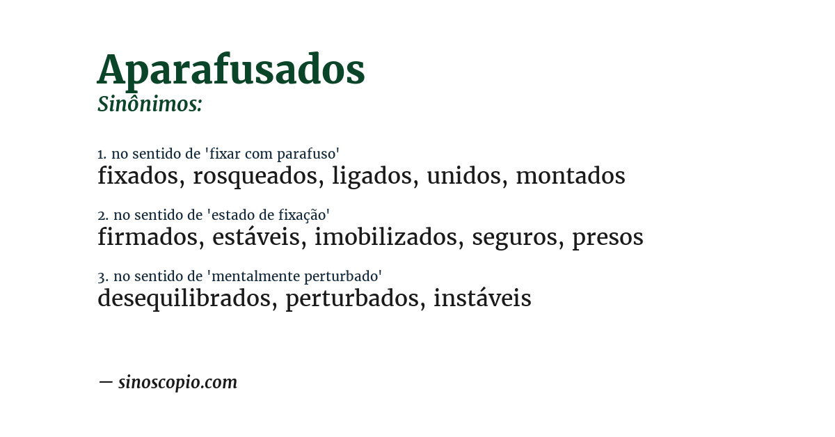 Sinônimo de aparafusados