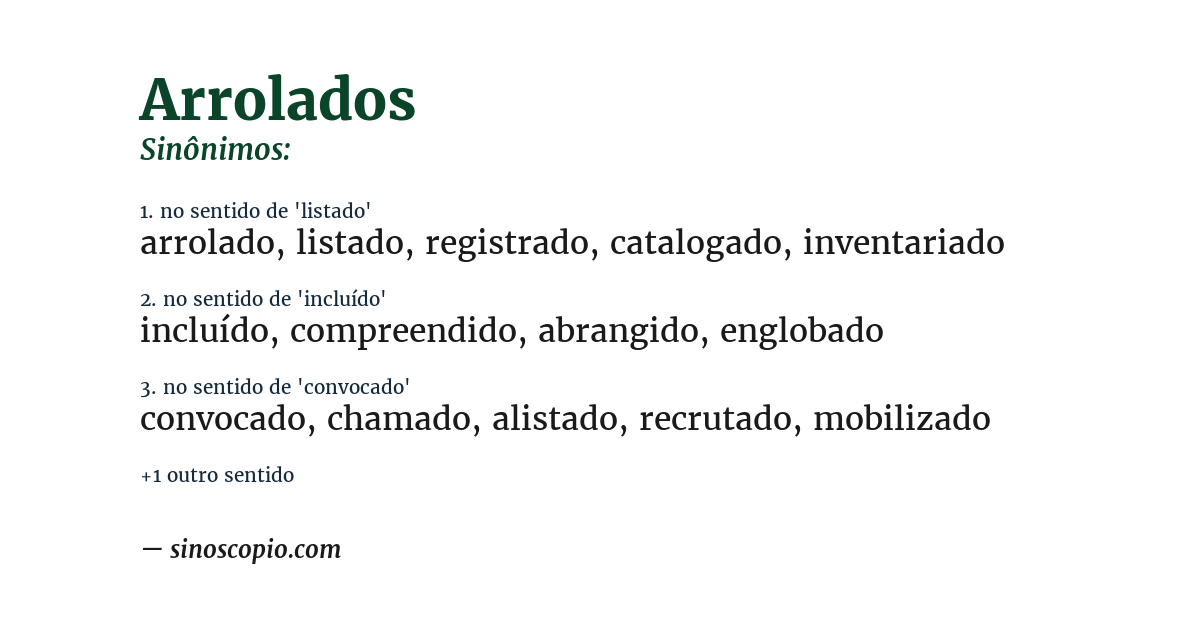 Sinônimo de arrolados