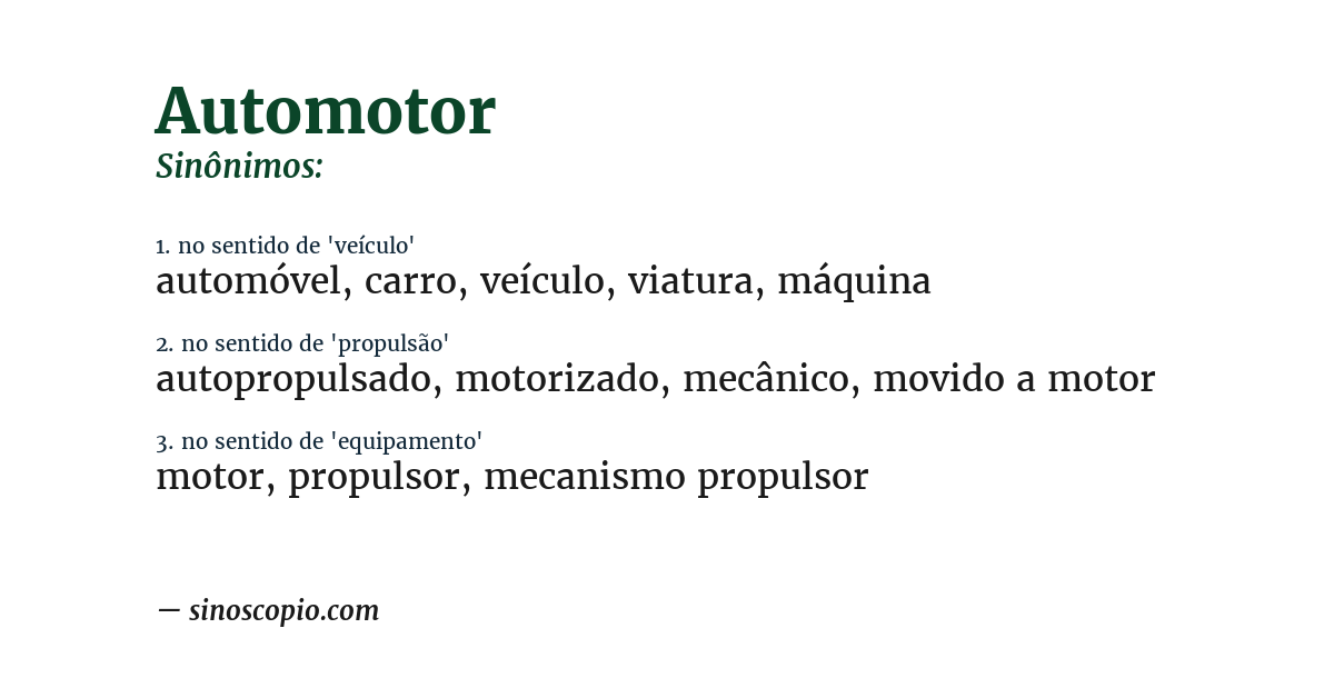 Sinônimo de automotor