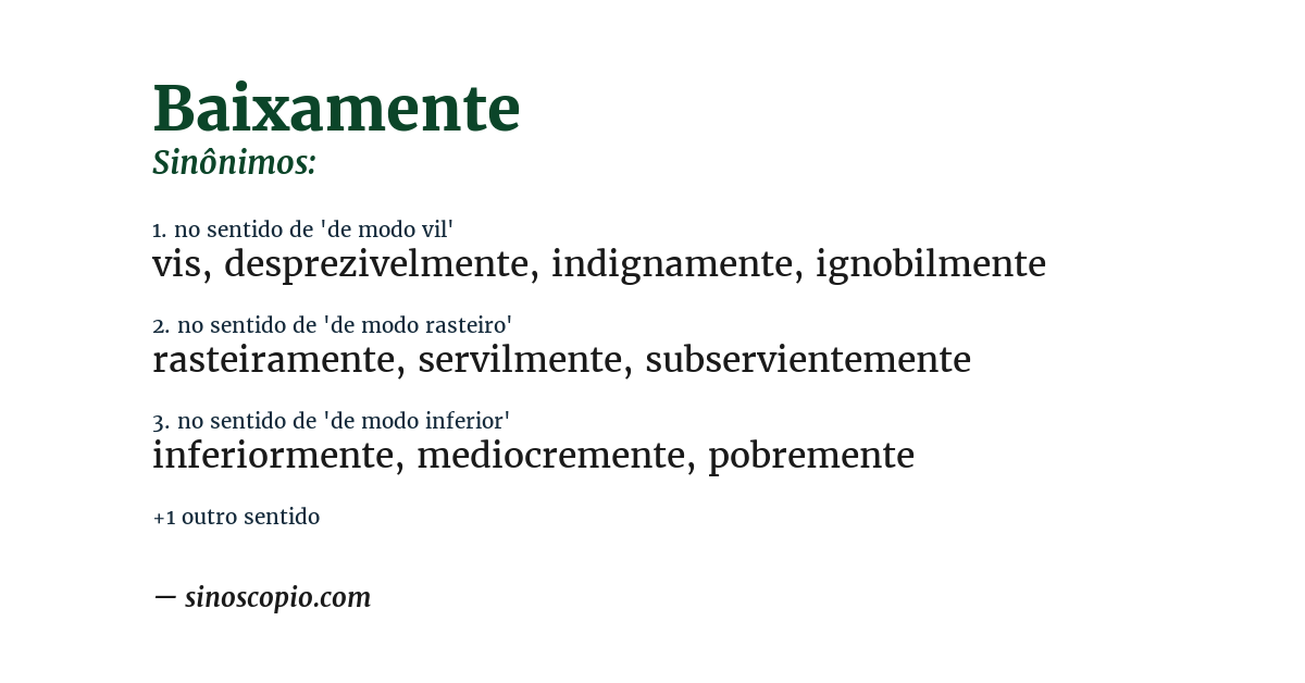 Sinônimo de baixamente