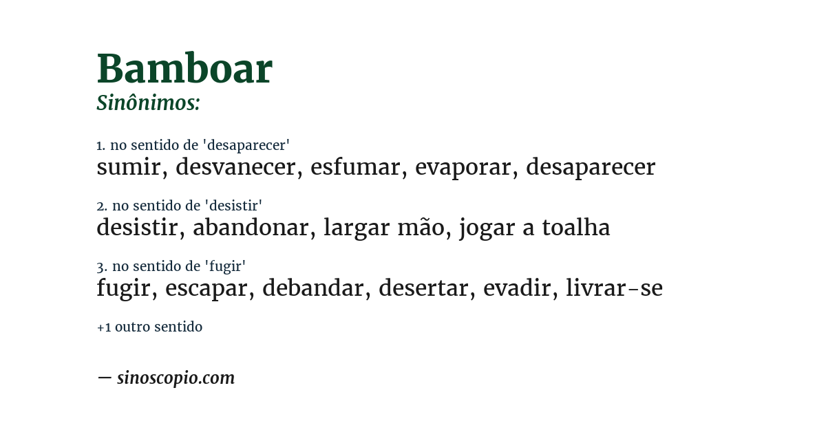 Sinônimo de bamboar