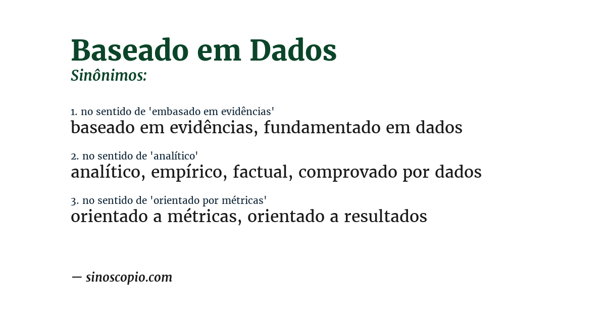 Sinônimo de baseado em dados