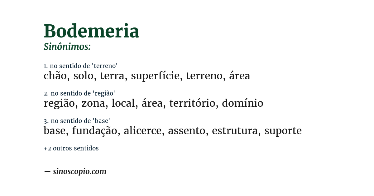 Sinônimo de bodemeria