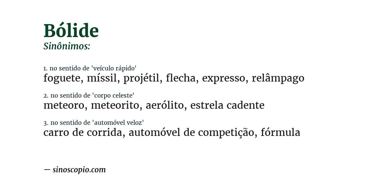 Sinônimo de bólide