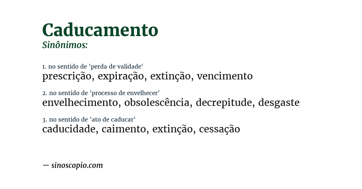 Sinônimo de caducamento