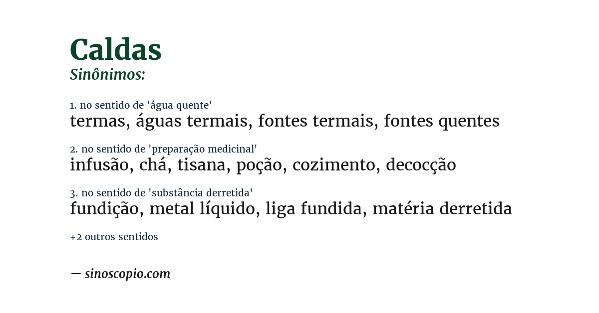 Sinônimo de caldas