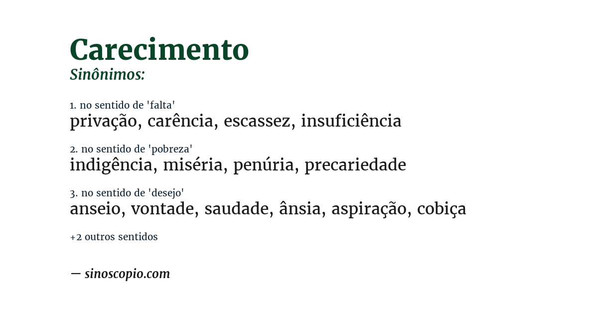 Sinônimo de carecimento