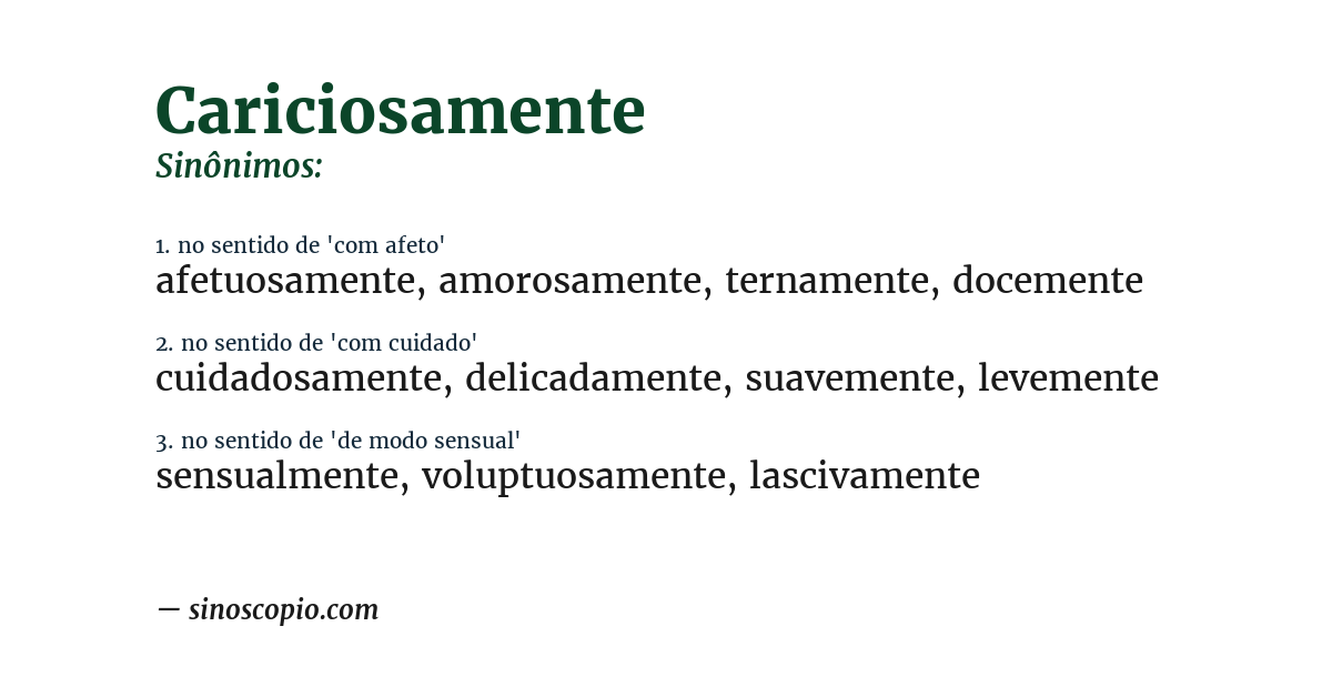 Sinônimo de cariciosamente