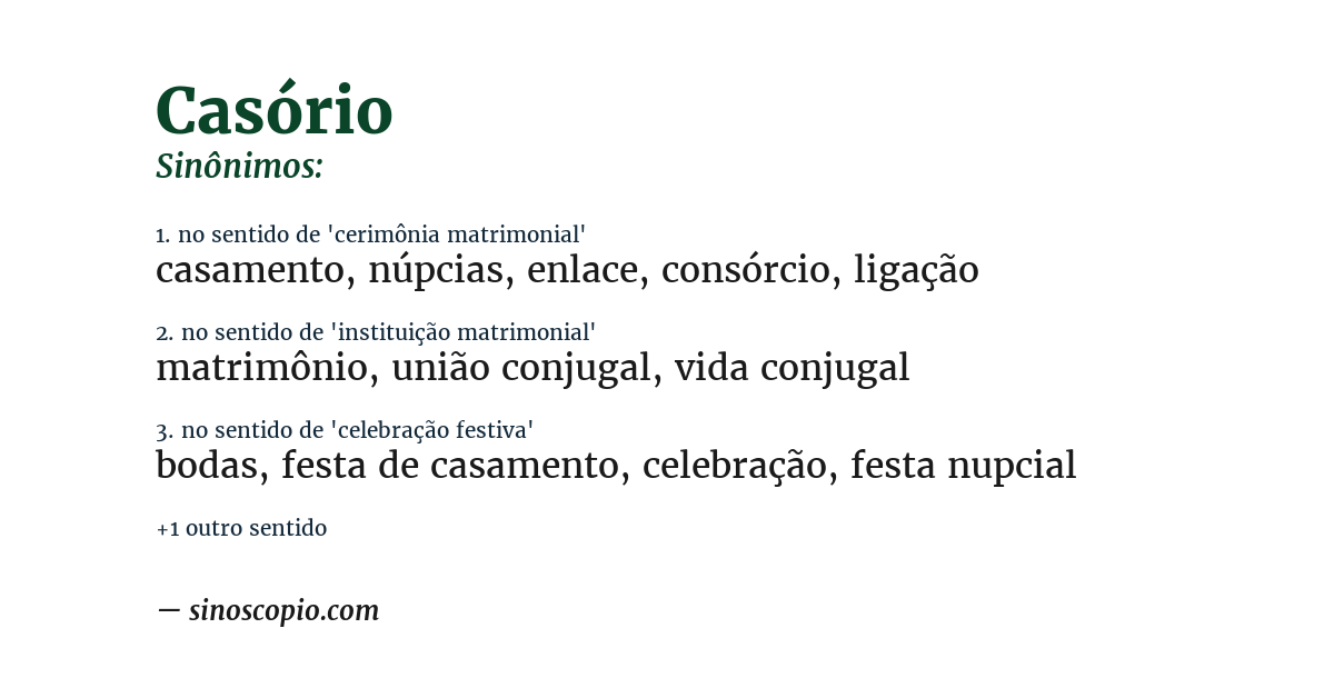 Sinônimo de casório