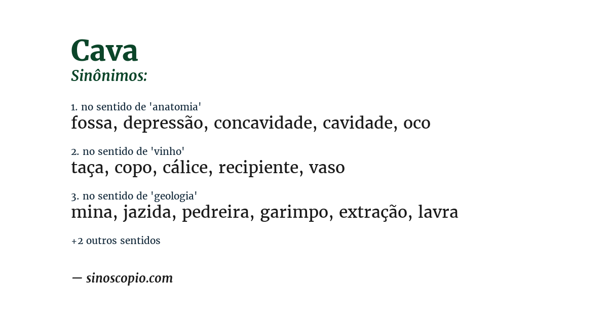 Sinônimo de cava