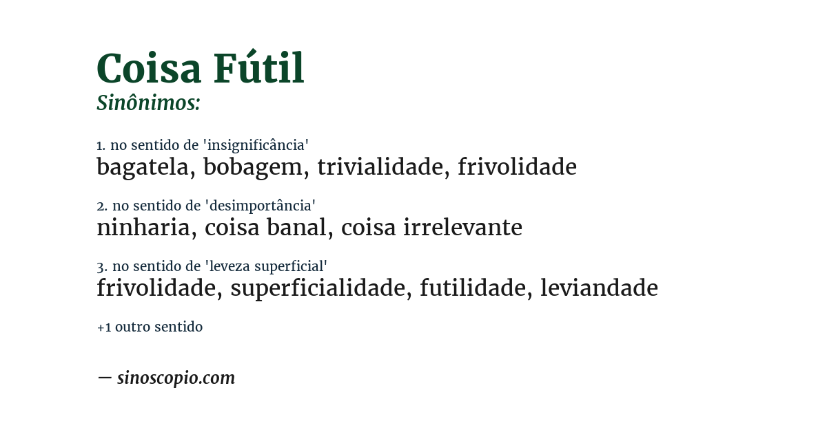 Sinônimo de coisa fútil