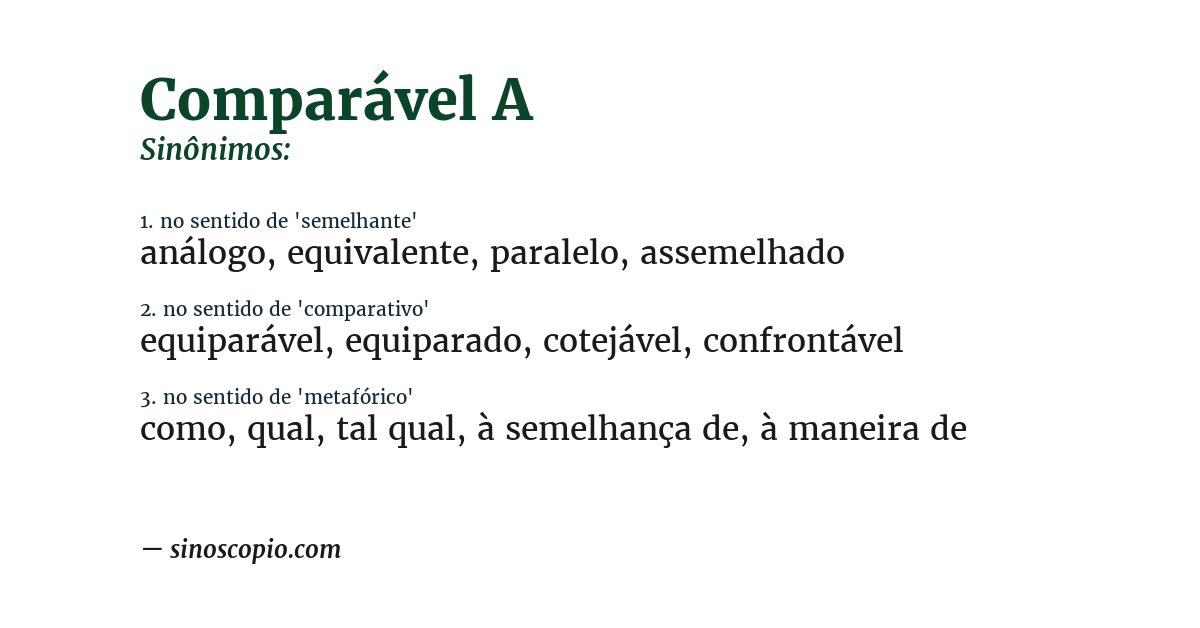 Sinônimo de comparável a