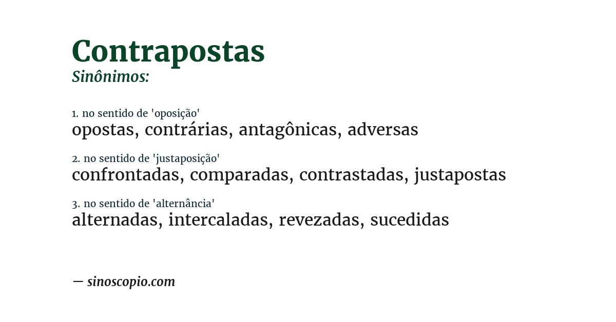 Sinônimo de contrapostas