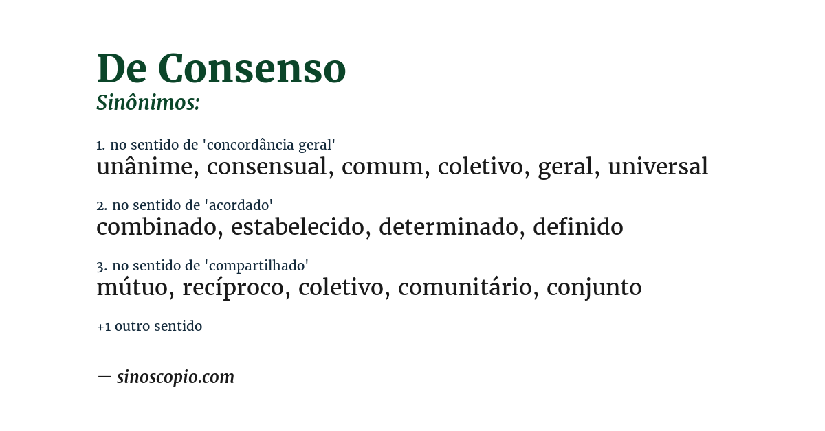 Sinônimo de de consenso