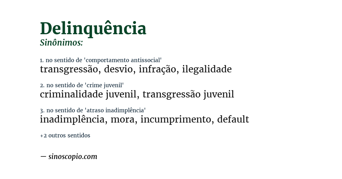 Sinônimo de delinquência