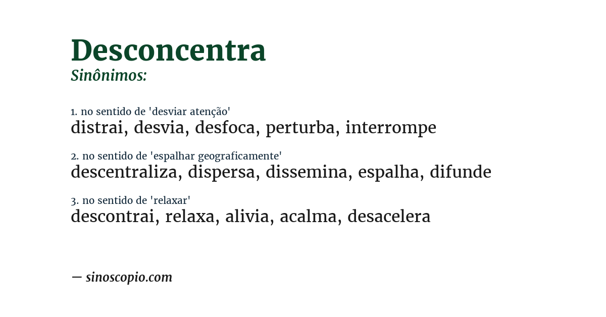 Sinônimo de desconcentra