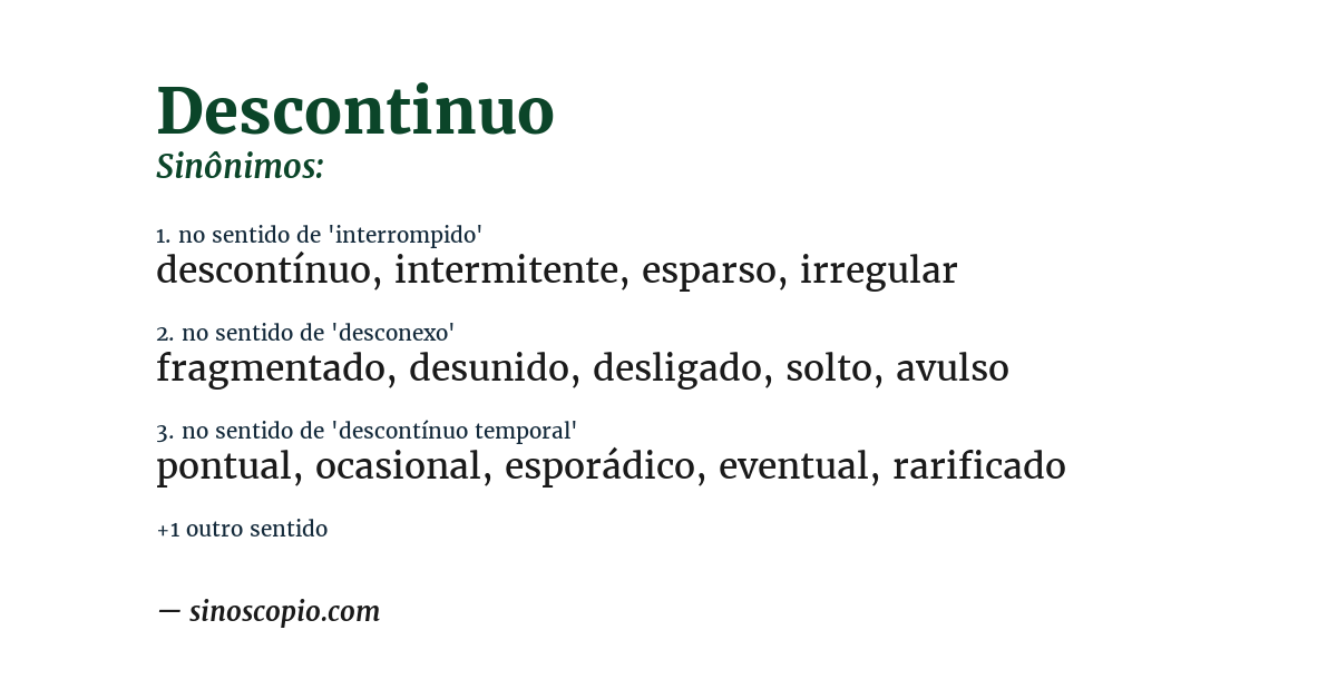 Sinônimo de descontinuo