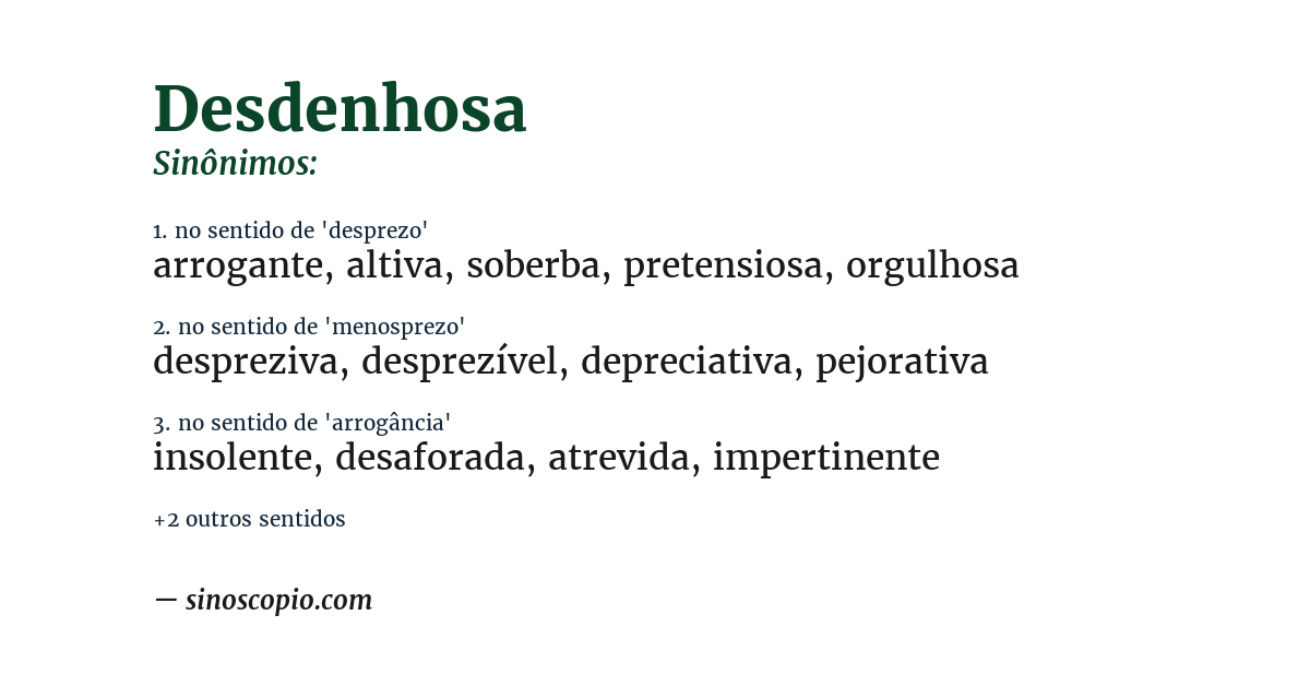 Sinônimo de desdenhosa