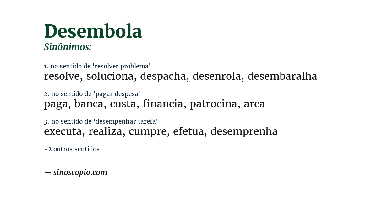 Sinônimo de desembola